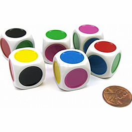 SINGLE SPOT DICE - 6/bag (1-3X2) Spot Red Blue Yellow